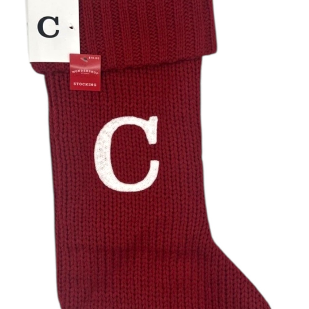 Red Knit Monogram Christmas Stocking by Wondershop with Initial C